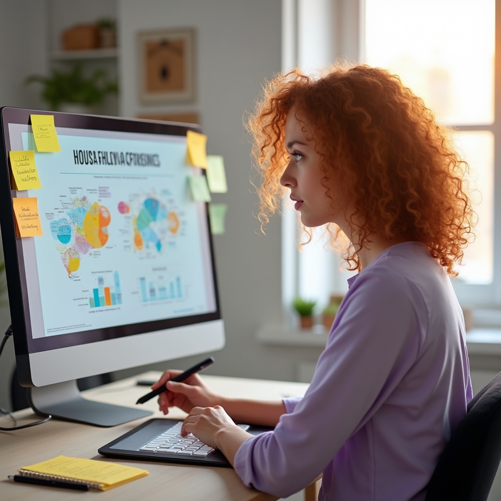 Tvorkyňa obsahu pracuje na vzdelávacom materiáli